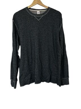 Gap waffle-knit thermal crewneck shirt charcoal gray long-sleeve Size XL Cotton